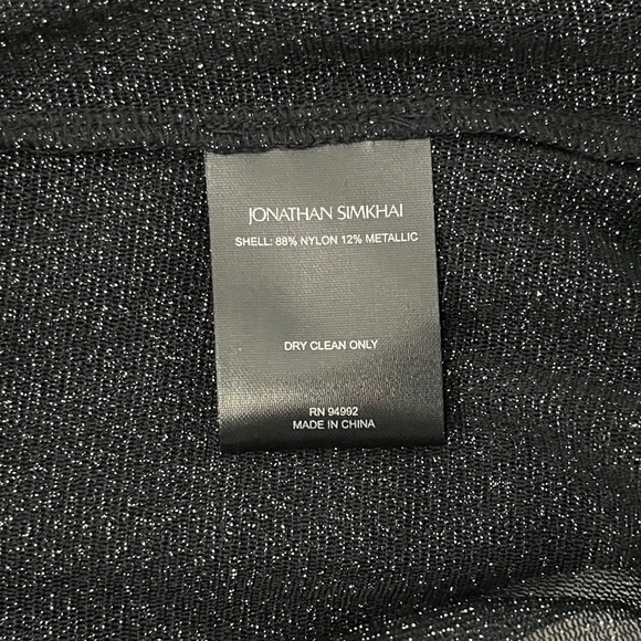 Jonathan Simkhai Standard Shirt Black Silver Metallic Mesh Tee Womens Size Small - Picture 10 of 11